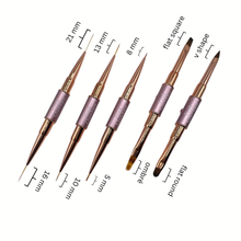 Load image into Gallery viewer, Rose Gold Double Sided Nylon Hair Nail Art Brushes