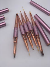 Load image into Gallery viewer, Rose Gold Double Sided Nylon Hair Nail Art Brushes

