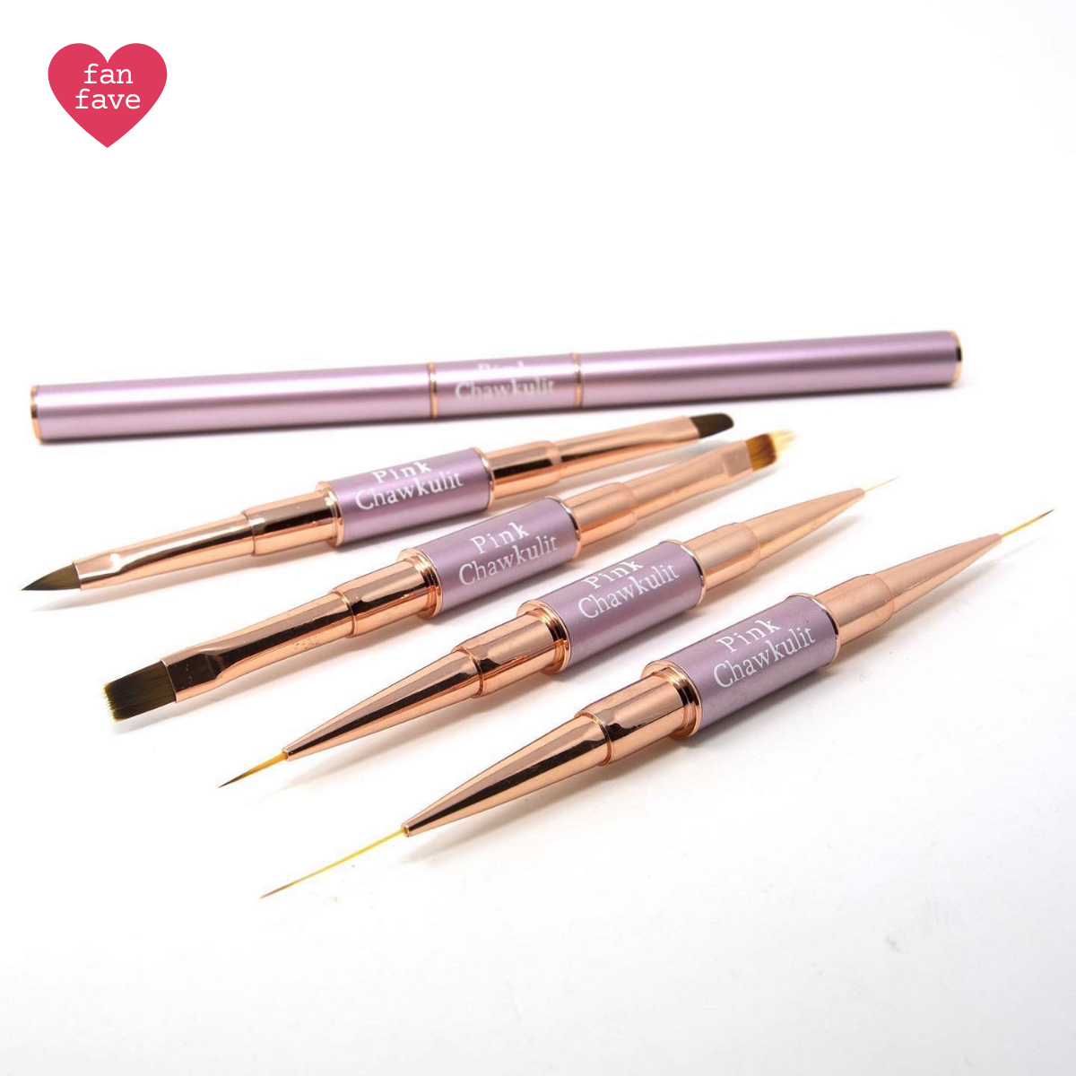 Rose Gold Double Sided Nylon Hair Nail Art Brushes