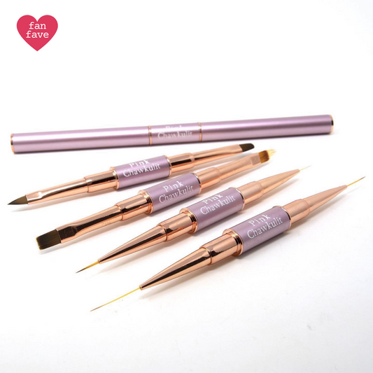 Rose Gold Double Sided Nylon Hair Nail Art Brushes